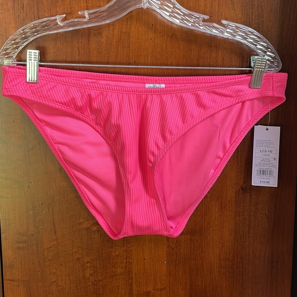 NWT Wild Fable Ribbed Neon Pink Swim Bottoms - Picture 5 of 8